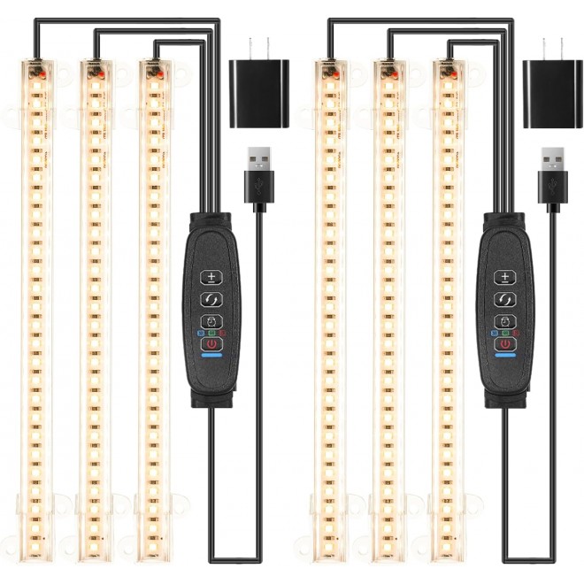 Otium LED Plant Growing lamp,3000K/6000K Full Spectrum Grow Light Strips for Indoor Plants with 3/9/12H Timer & 10 Dimmable Levels,Led Plant Lights for Green House Hydroponics Succulent (6 Bars)