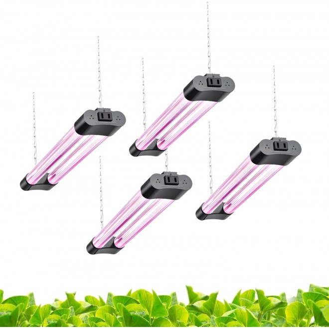 Otium 16inch 4 Pack LED Grow Lights - Linkable Grow Lights for Indoor Plants, Full Spectrum Plant Lights Plug and Hanging Design with On/Off Switch Hanging Grow Light from seedling to Flowering
