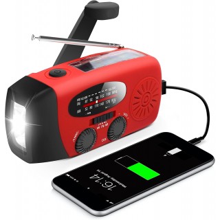 Otium Solar Emergency Hand Crank Weather Radio, Portable Self Powered NOAA AM/FM Radios with SOS Alarm LED Flashlight 2000mAh Smart Phone USB Charger for Camping 