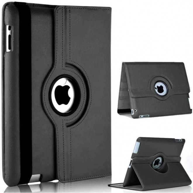 360 rotating  9.7" Colorful Patent PU leather case for Apple Ipad2  Black