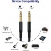DTECH 6.35mm TRS Instrument Cable 6.6FT 2-Pack,Straight 1/4 Inch Male Jack Stereo Audio Interconnect Cord,6.35 Balanced Lead Line for Electric Guitar,Bass,Keyboard,Mixer,Amplifier,Amp,Speaker