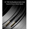 DTECH 6.35mm TRS Instrument Cable 6.6FT 2-Pack,Straight 1/4 Inch Male Jack Stereo Audio Interconnect Cord,6.35 Balanced Lead Line for Electric Guitar,Bass,Keyboard,Mixer,Amplifier,Amp,Speaker