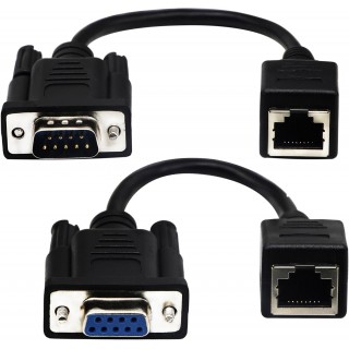DTECH RJ45 to RS232 Cable, DB9 9-Pin Serial Port Female&Male to RJ45 Female Cat5/6 Ethernet LAN Console（15CM/6Inch）