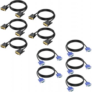 DTECH DVI to DVI Cable Bundle VGA to VGA Cable 6FT/5P Male to Male Support 1080p@60Hz for HDTV,Computer,Laptop,Monitor,Projector