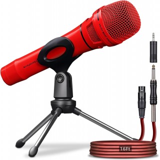 PESKI Handheld Wired Karaoke Microphone, Cardioid Dynamic Vocal Mic with 13.12ft Detachable XLR Audio Cable and ON/Off Switch, for Karaoke Singing Machine, Speakers