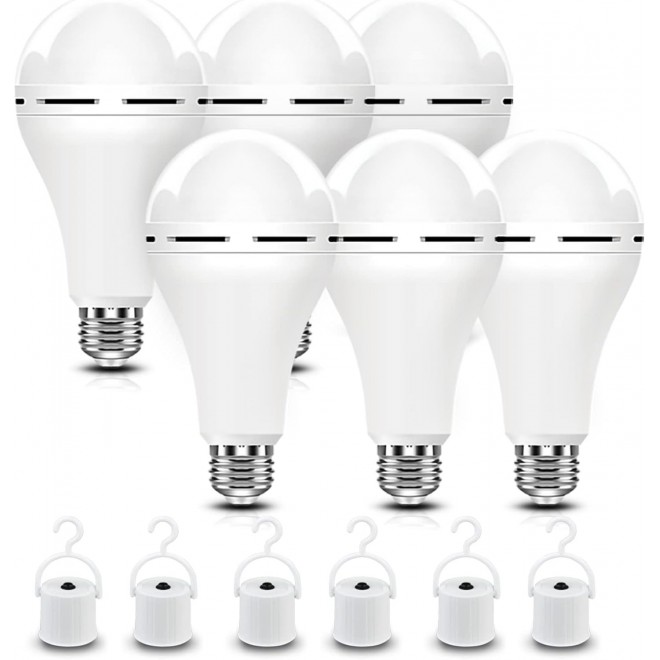 NEEWER 6 Pack Emergency LED Light Bulbs 15W Garage Lamp E27 E26 Daylight White 6500K