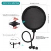 NEEWER Professional Microphone Filter / Pop Shield  Windscreen 360° Flexible & Duel Layered