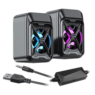 NEEWER PC Stereo Speakers 6W USB with Colorful LED for Clear Room Filling Sound